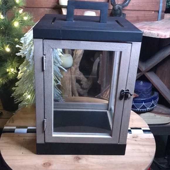 Pottery Barn Candle Luminary Levi Mango Wood Hinged Door Lantern - Size Small - Picture 4 of 16